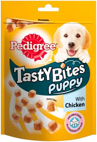 Лакомство Pedigree Tasty Bites Puppy для щенков ароматные кусочки с курицей (125 гр)