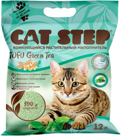 Cat Step Tofu Green Tea - Кэт степ наполнитель комкующийся для туалета кошек (6 л)