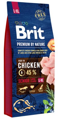 Brit Premium By Nature Senior L + Xl для пожилых собак крупных пород (15 кг)