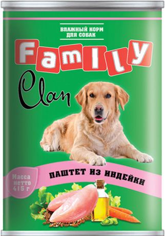Clan Family для взрослых собак паштет с индейкой 415 гр (415 гр х 9 шт)