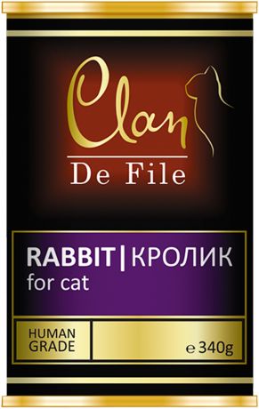 Clan De File монобелковые для взрослых кошек с кроликом (340 гр)