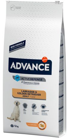 Advance Labrador & Golden Retriever Adult для взрослых собак лабрадор и голден ретривер (12 кг)