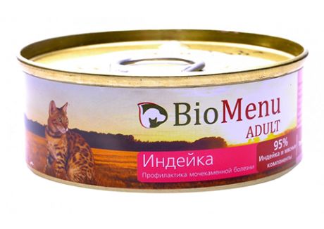 Biomenu Adult для взрослых кошек мясной паштет с индейкой 100 гр (100 гр)