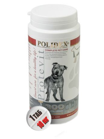 Polidex Protevit Plus витаминно-минеральный комплекс для собак для роста мышечной массы и повышения выносливости (300 таблеток)