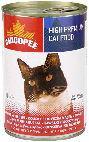 Chicopee Cat для взрослых кошек с кусочками говядины в соусе 400 гр (400 гр)