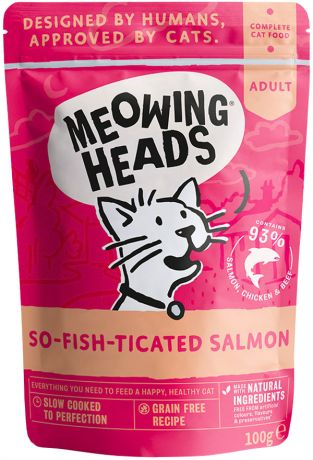 Barking Heads Фиш-гурман для взрослых кошек с лососем,курицей и говядиной 100 гр (100 гр х 10 шт)