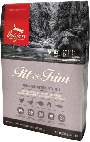 Orijen Cat Fit & Trim 85/15 диетический для взрослых кошек всех пород (5,4 + 5,4 кг)