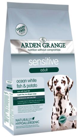 Arden Grange Sensitive беззерновой для взрослых собак всех пород при аллергии с океанической рыбой (2 кг)
