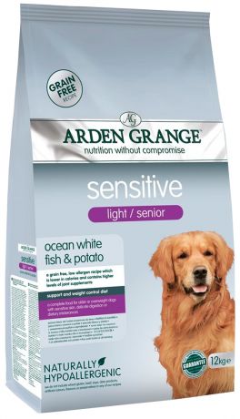 Arden Grange Light/senior Sensitive беззерновой диетический для пожилых собак всех пород при аллергии с океанической рыбой (2 кг)