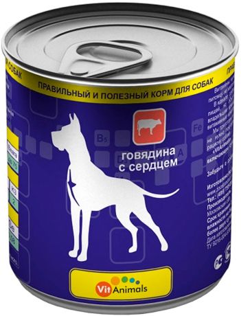 Vitanimals для взрослых собак с говядиной и сердцем (410 гр х 12 шт)