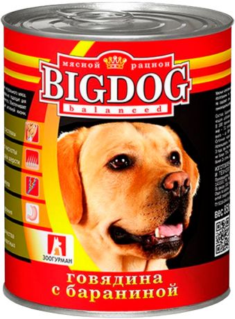 зоогурман Big Dog для взрослых собак с говядиной и бараниной 850 гр (850 гр х 9 шт)