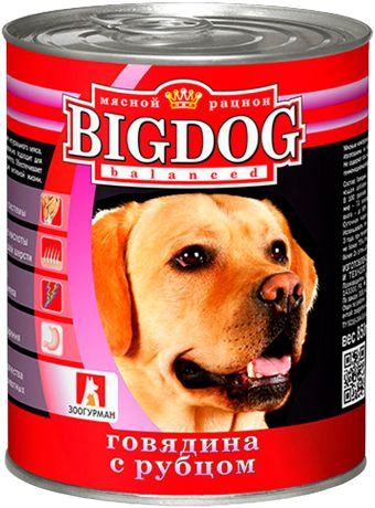 зоогурман Big Dog для взрослых собак с говядиной и рубцом 850 гр (850 гр)