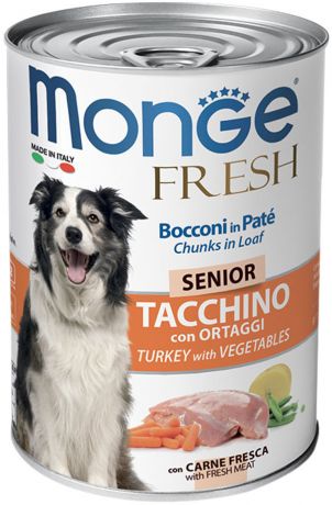 Monge Senior Dog Fresh Chunks In Loaf для пожилых собак мясной рулет с индейкой и овощами 400 гр (400 гр)