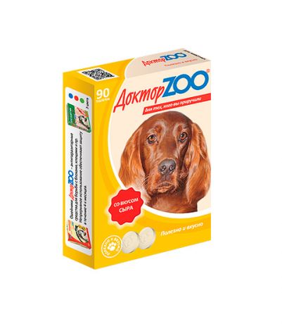доктор Zoo мультивитаминное лакомство для собак со вкусом сыра и биотином (90 таблеток)