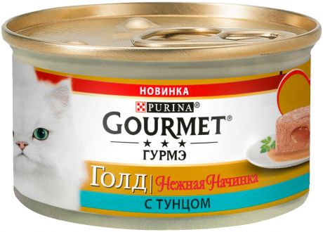 Gourmet Gold нежная начинка для взрослых кошек с тунцом 85 гр (85 гр х 12 шт)