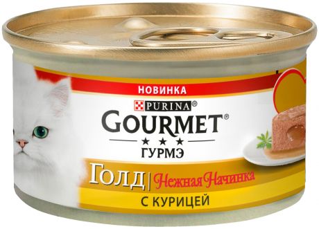 Gourmet Gold нежная начинка для взрослых кошек с курицей 85 гр (85 гр х 12 шт)