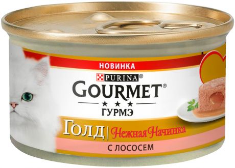 Gourmet Gold нежная начинка для взрослых кошек с лососем 85 гр (85 гр х 12 шт)