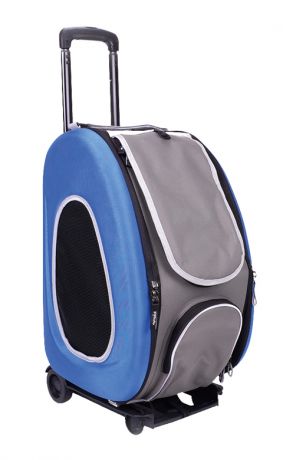 Сумка-тележка складная 3 в 1 для животных до 8 кг (сумка, рюкзак, тележка) синяя Ibiyaya (1 шт)