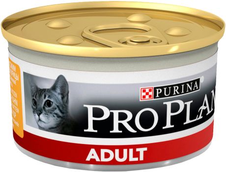 Purina Pro Plan Cat Adult для взрослых кошек паштет с курицей 85 гр (85 гр х 24 шт)