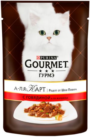Gourmet A La Carte для взрослых кошек с говядиной, морковью, томатом и цукини а-ля жардинье 85 гр (85 гр х 24 шт)