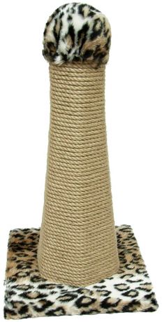 Когтеточка столбик Зооник напольная шестигранная для кошек 30 х 30 х 55 см пенька бежевый леопард (1 шт)