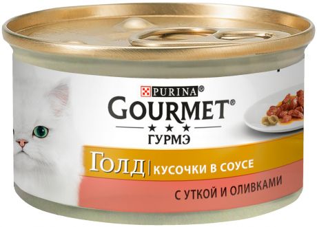Gourmet Gold для взрослых кошек с уткой и оливками в соусе 85 гр (85 гр)
