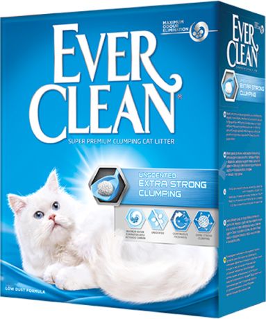 Ever Clean Extra Strong Clumpin Unscented наполнитель комкующийся для туалета кошек без ароматизатора (голубая полоска) (10 л)
