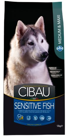 Cibau Sensitive Fish Medium/maxi для взрослых собак средних и крупных пород при аллергии с рыбой (2,5 кг)