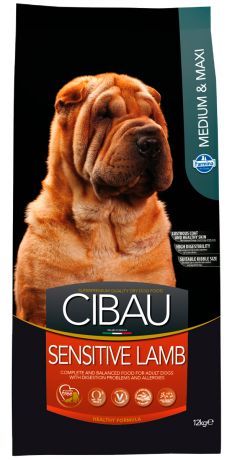 Cibau Sensitive Lamb Medium/maxi для взрослых собак средних и крупных пород при аллергии с ягненком (12 кг)