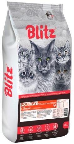 Blitz Adult Cat Poultry для взрослых кошек с птицей (10 + 10 кг)