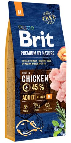 Brit Premium By Nature Adult M для взрослых собак средних пород (15 + 15 кг)