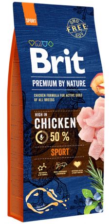 Brit Premium By Nature Sport для активных взрослых собак всех пород (15 + 15 кг)