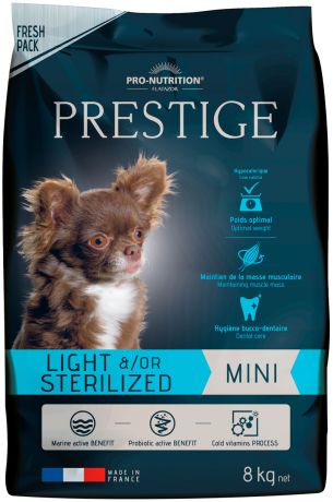 Flatazor Prestige Light/sterilised Mini диетический для взрослых кастрированных и стерилизованных собак маленьких пород (8 + 8 кг)