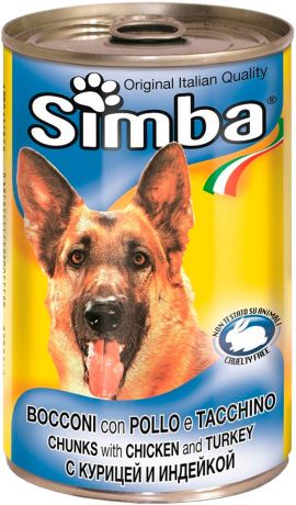 Simba для взрослых собак кусочки с курицей и индейкой 1230 гр (1230 гр х 12 шт)