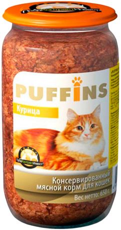 Puffins для взрослых кошек с курицей 650 гр (650 гр х 8 шт)