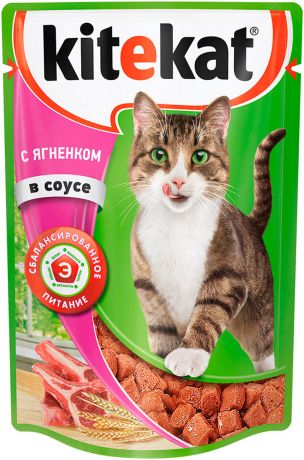 Kitekat для взрослых кошек рагу с ягненком в соусе 85 гр (85 гр)