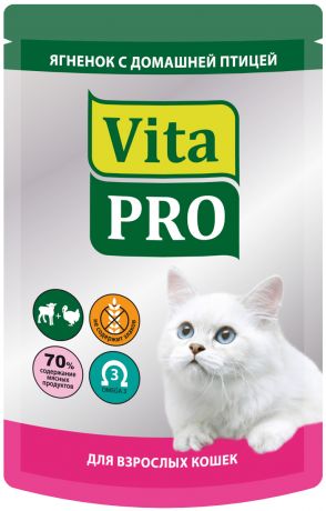 Vita Pro для взрослых кошек с ягненком и домашней птицей 100 гр (100 гр)