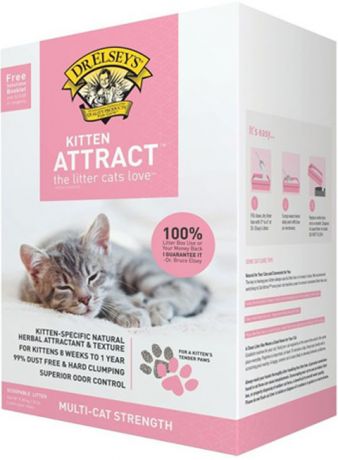 Dr.elsey’s Kitten Attract наполнитель комкующийся для приучения котят к туалету с травами (9,08 кг)