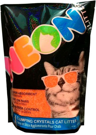 Neon Litter наполнитель силикагелевый комкующийся для туалета кошек оранжевый (1,81 кг)