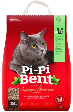 Pi-pi Bent сенсация свежести – Пи-Пи-Бент наполнитель комкующийся для туалета кошек с ароматом трав и цветов (10 кг)