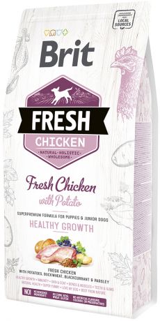 Brit Fresh Chicken & Potato Puppy Healthy Growth для щенков всех пород с курицей и картофелем (2,5 кг)