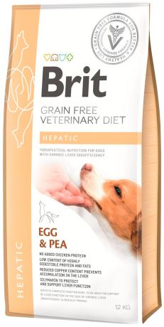 Brit Veterinary Diet Dog Grain Free Hepatic для взрослых собак при заболеваниях печени (12 кг)