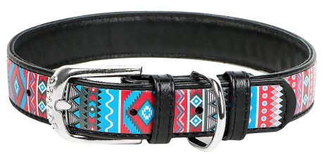 Ошейник кожаный для собак Этно черный 35 мм 46 – 60 см Collar WauDog (1 шт)