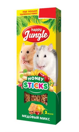 Happy Jungle палочки для мелких грызунов микс 3 вкуса (3 шт)