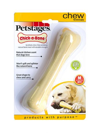Petstages игрушка для собак Chick-a-bone Косточка с ароматом курицы средняя 14 см (1 шт)