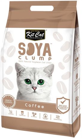 Kit Cat Soya Clump Coffee наполнитель соевый биоразлагаемый комкующийся для туалета кошек с ароматом кофе (14 л)