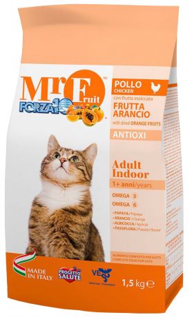 Forza10 Cat Mr.fruit Adult Indoor для взрослых кошек живущих дома с курицей (1,5 кг)