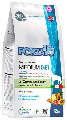 Forza10 Dog Medium Diet монобелковый для взрослых собак средних пород при аллергии с олениной и картофелем (1,5 кг)