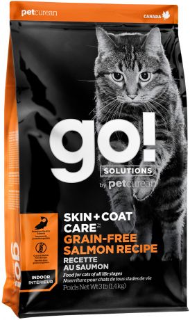 Go! Solutions Skin & Coat Care беззерновой для кошек и котят с лососем (1,4 кг)