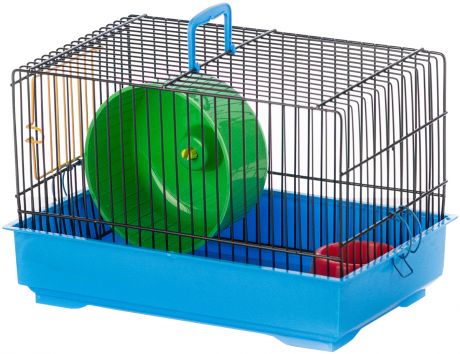 Клетка для грызунов Inter-Zoo G009e Teddy Mini Eko с пластиковым цветным колесом 30 х 20 х 20 см (1 шт)